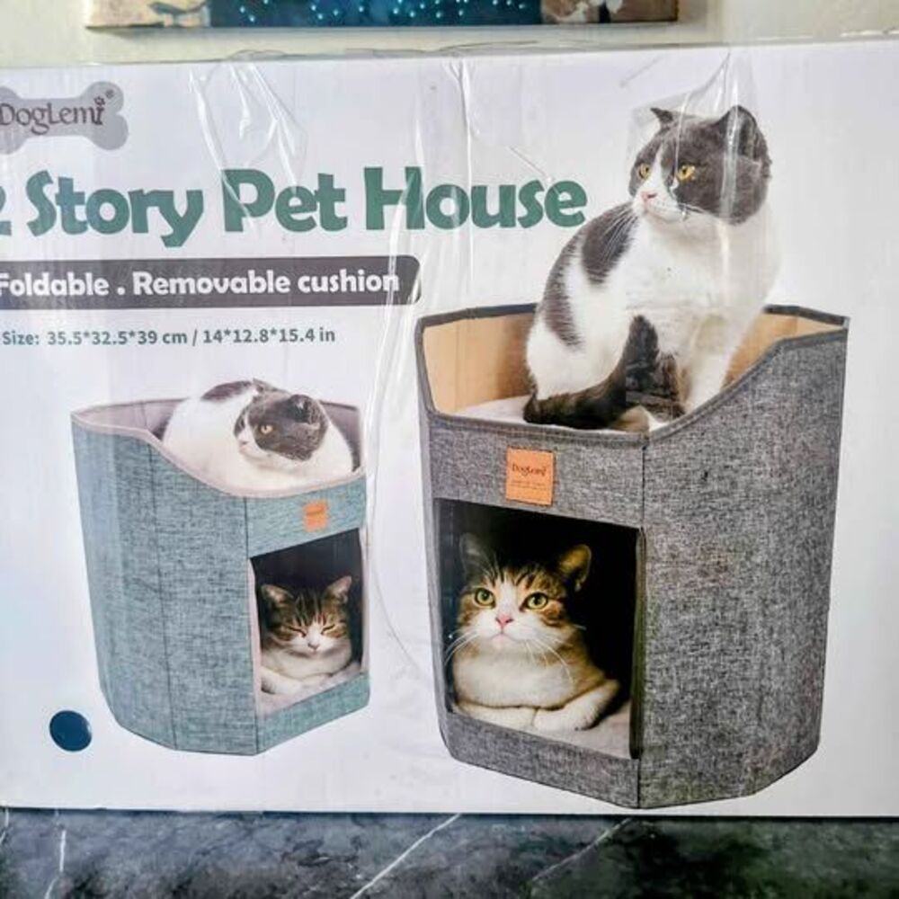 DogLemi 2 Story Pet House Foldable Removable Cushion New for Cats Small Pets
